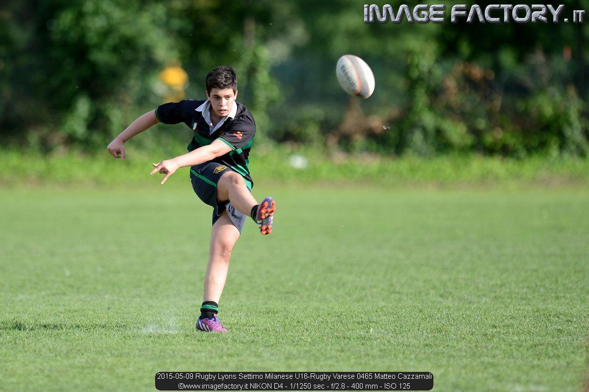 2015-05-09 Rugby Lyons Settimo Milanese U16-Rugby Varese 0465 Matteo Cazzamali